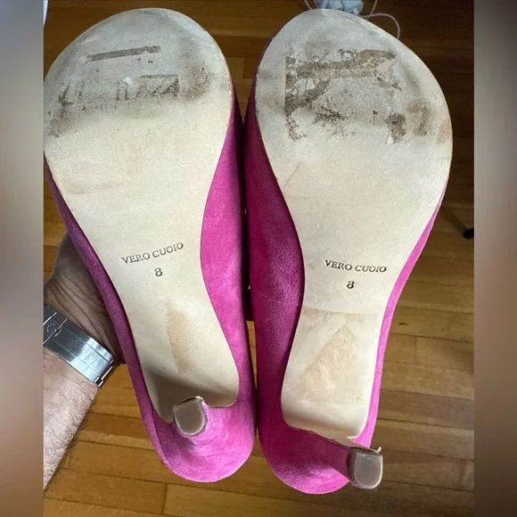 Barney’s New York Pink Suede Peep-Toe Heels - Picture 8 of 8